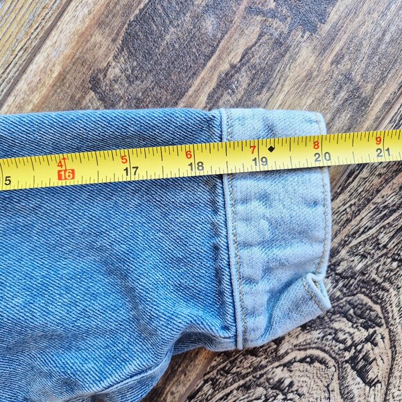 Free People Bedford Cropped Denim Jacket Distressed Medium Wash Cotton - Picture 14 of 16